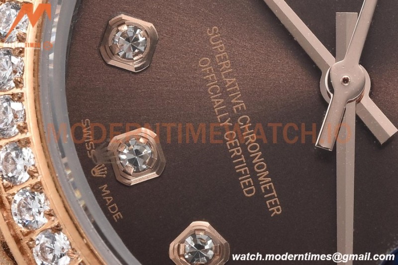 Rolex - Datejust Ladies 278381 31mm Jub Dia RG/SS Brn/Dia GDF MY8215