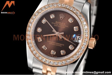 Rolex - Datejust Ladies 278381 31mm Jub Dia RG/SS Brn/Dia GDF MY8215