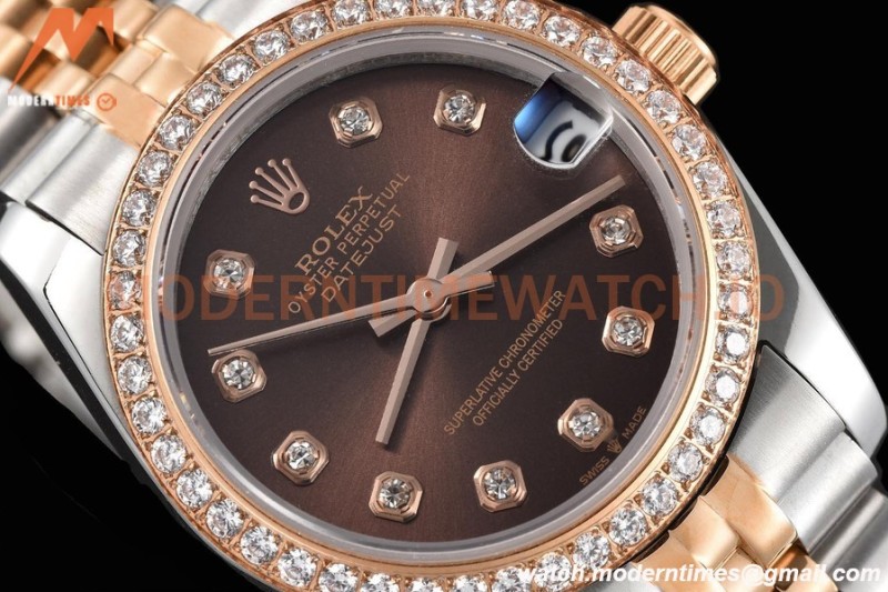 Rolex - Datejust Ladies 278381 31mm Jub Dia RG/SS Brn/Dia GDF MY8215