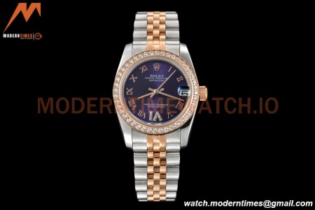 Rolex - Datejust Ladies 278381 31mm Jub Dia RG/SS Purp/Rmn GDF MY8215