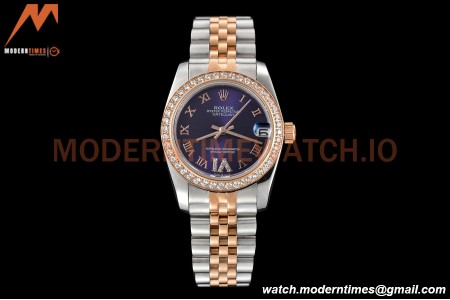 Rolex - Datejust Ladies 278381 31mm Jub Dia RG/SS Purp/Rmn GDF MY8215