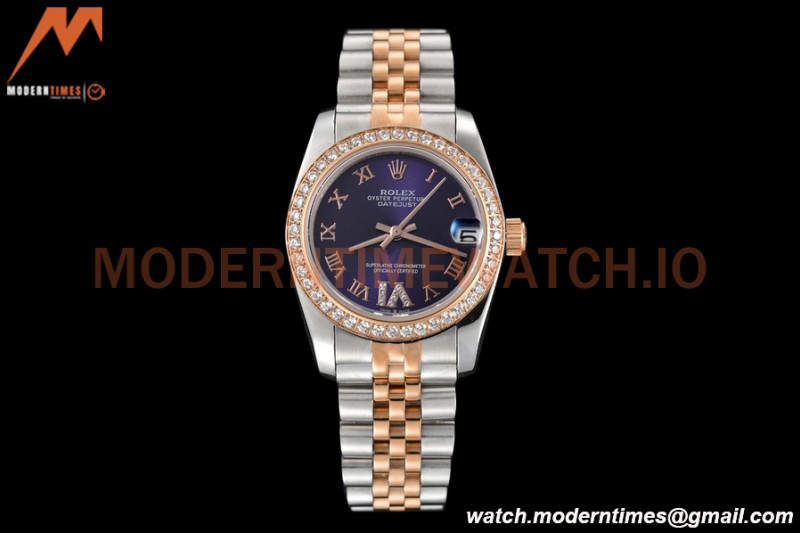Rolex - Datejust Ladies 278381 31mm Jub Dia RG/SS Purp/Rmn GDF MY8215