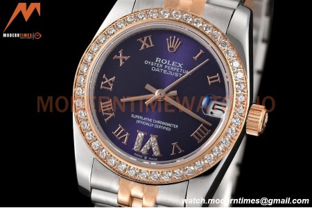 Rolex - Datejust Ladies 278381 31mm Jub Dia RG/SS Purp/Rmn GDF MY8215