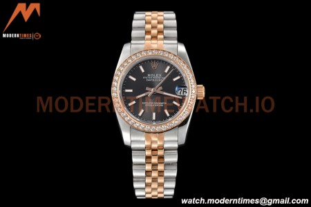 Rolex - Datejust Ladies 278381 31mm Jub Dia RG/SS Grey/Stk GDF MY8215