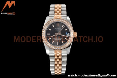 Rolex - Datejust Ladies 278381 31mm Jub Dia RG/SS Grey/Stk GDF MY8215