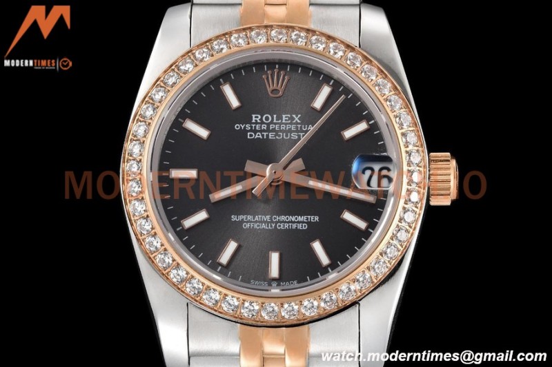 Rolex - Datejust Ladies 278381 31mm Jub Dia RG/SS Grey/Stk GDF MY8215