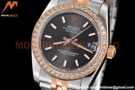Rolex - Datejust Ladies 278381 31mm Jub Dia RG/SS Grey/Stk GDF MY8215