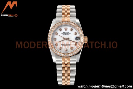 Rolex - Datejust Ladies 278381 31mm Jub Dia RG/SS W-Mop/Dia GDF MY8215