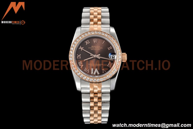 Rolex - Datejust Ladies 278381 31mm Jub Dia RG/SS Brn/Rmn GDF MY8215