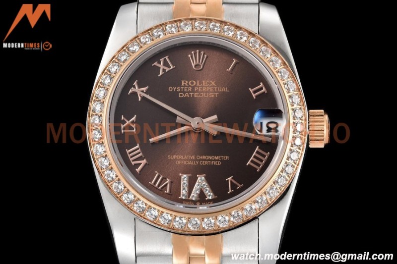 Rolex - Datejust Ladies 278381 31mm Jub Dia RG/SS Brn/Rmn GDF MY8215