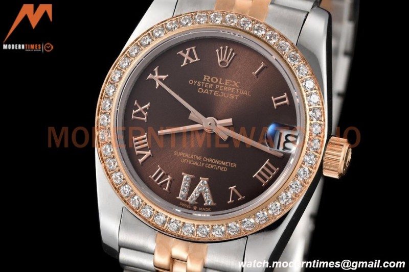 Rolex - Datejust Ladies 278381 31mm Jub Dia RG/SS Brn/Rmn GDF MY8215