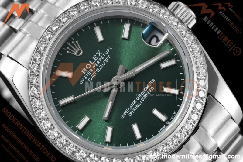 Rolex - Datejust Ladies 278384 31mm Jub Dia SS/SS Grn/Stk GDF MY8215