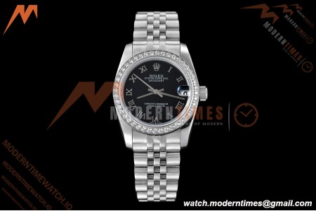 Rolex - Datejust Ladies 278384 31mm Jub Dia SS/SS Blk/Rmn GDF MY8215