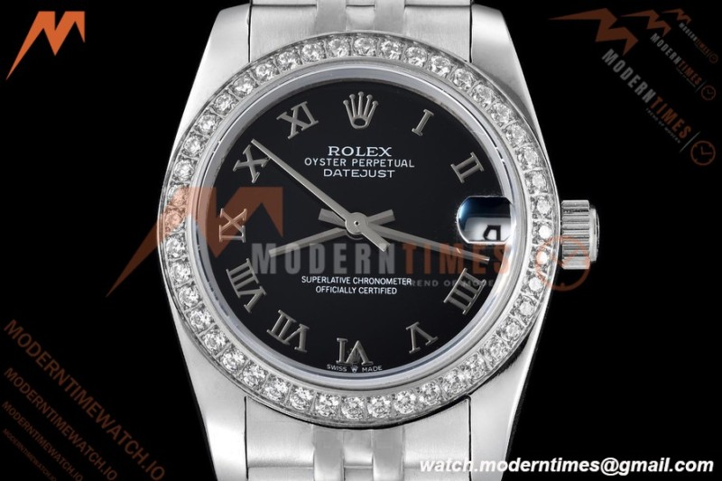 Rolex - Datejust Ladies 278384 31mm Jub Dia SS/SS Blk/Rmn GDF MY8215