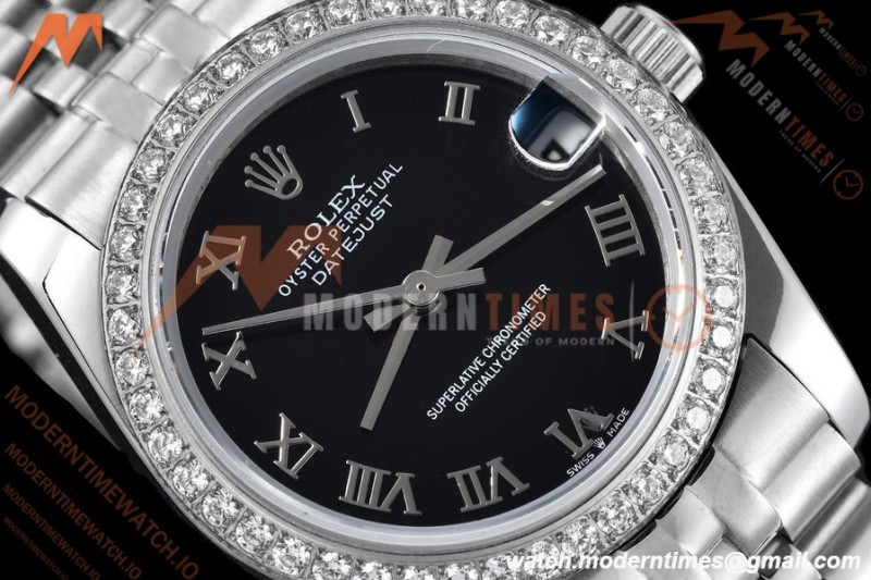 Rolex - Datejust Ladies 278384 31mm Jub Dia SS/SS Blk/Rmn GDF MY8215