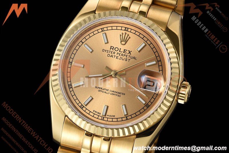 Rolex - Datejust 116238 36mm Jub Flt 316L YG/YG Gold/Stk DRF A2824