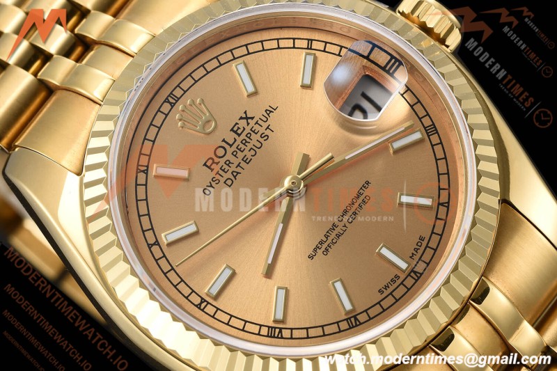Rolex - Datejust 116238 36mm Jub Flt 316L YG/YG Gold/Stk DRF A2824