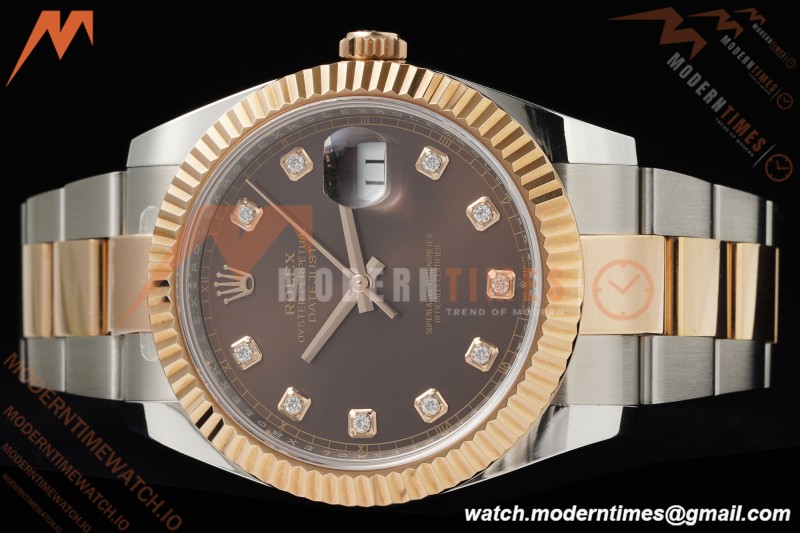 Rolex - Datejust 126331 41mm 904L Gain Weight Oys Flt RG/SS Brn/Dia ARF SH3235