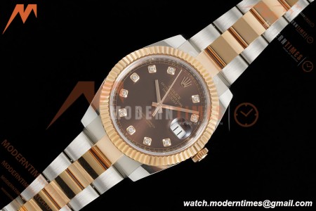 Rolex - Datejust 126331 41mm 904L Gain Weight Oys Flt RG/SS Brn/Dia ARF SH3235