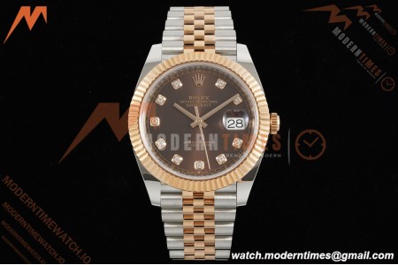 Rolex - Datejust 126331 41mm 904L Gain Weight Jub Flt RG/SS Brn/Dia ARF SH3235