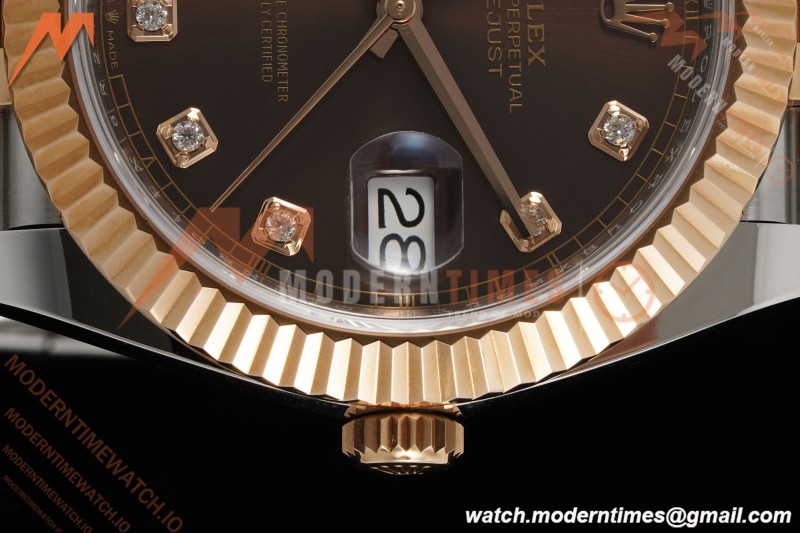 Rolex - Datejust 126331 41mm 904L Gain Weight Jub Flt RG/SS Brn/Dia ARF SH3235 | 롤렉스 - 데이트저스트 126331 41mm 904L 게인 웨이트 주브 플랫 레드/스틸 브라운/다이아 ARF SH3235