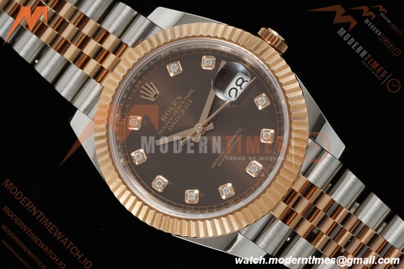 Rolex - Datejust 126331 41mm 904L Gain Weight Jub Flt RG/SS Brn/Dia ARF SH3235 | 롤렉스 - 데이트저스트 126331 41mm 904L 게인 웨이트 주브 플랫 레드/스틸 브라운/다이아 ARF SH3235