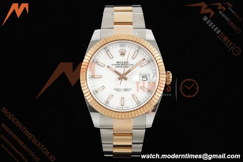 Rolex - Datejust 126331 41mm 904L Gain Weight Oys Flt RG/SS Wht/Stk ARF SH3235