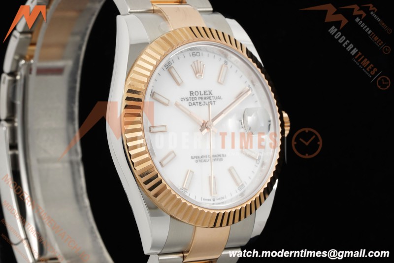 Rolex - Datejust 126331 41mm 904L Gain Weight Oys Flt RG/SS Wht/Stk ARF SH3235