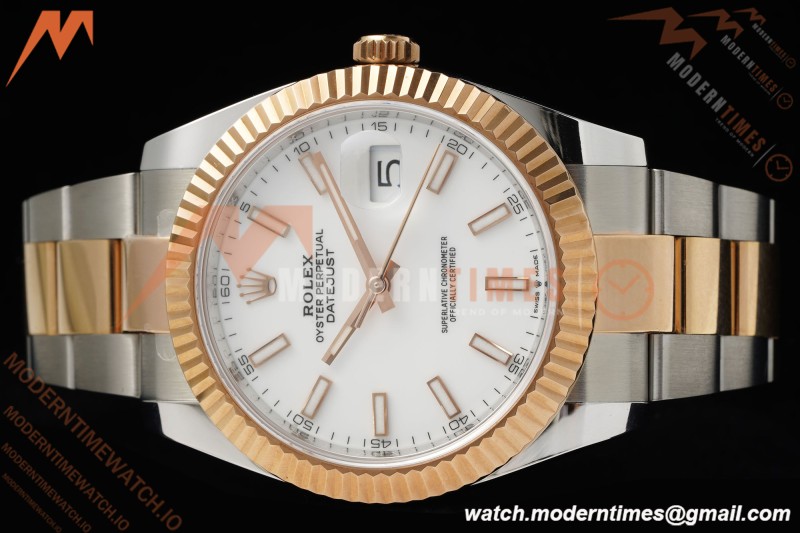 Rolex - Datejust 126331 41mm 904L Gain Weight Oys Flt RG/SS Wht/Stk ARF SH3235