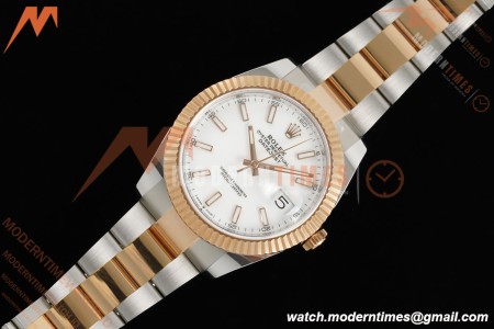 Rolex - Datejust 126331 41mm 904L Gain Weight Oys Flt RG/SS Wht/Stk ARF SH3235