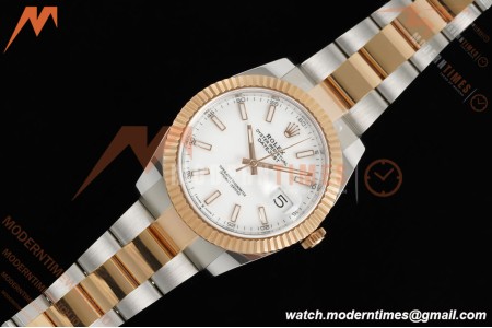 Rolex - Datejust 126331 41mm 904L Gain Weight Oys Flt RG/SS Wht/Stk ARF SH3235