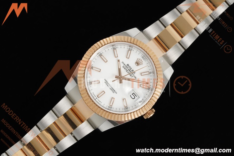 Rolex - Datejust 126331 41mm 904L Gain Weight Oys Flt RG/SS Wht/Stk ARF SH3235