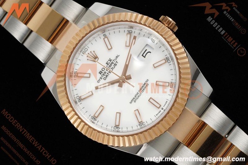 Rolex - Datejust 126331 41mm 904L Gain Weight Oys Flt RG/SS Wht/Stk ARF SH3235