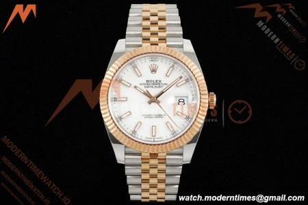 Rolex - Datejust 126331 41mm 904L Gain Weight Jub Flt RG/SS Wht/Stk ARF SH3235
