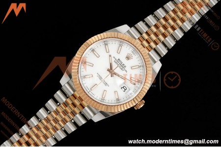 Rolex - Datejust 126331 41mm 904L Gain Weight Jub Flt RG/SS Wht/Stk ARF SH3235