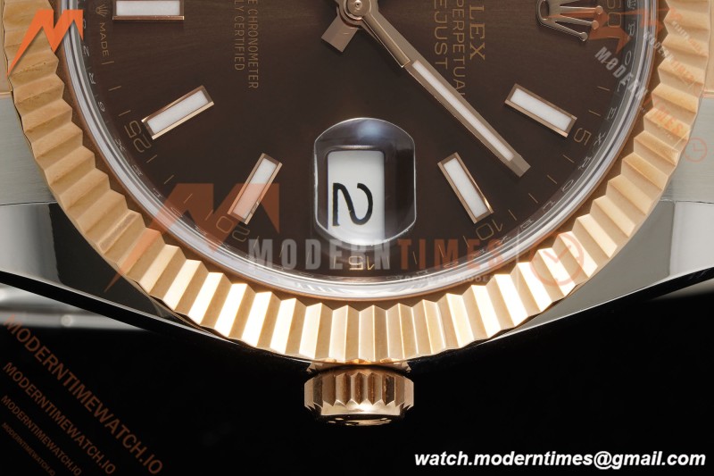 Rolex - Datejust 126331 41mm 904L Gain Weight Oys Flt RG/SS Brn/Stk ARF SH3235