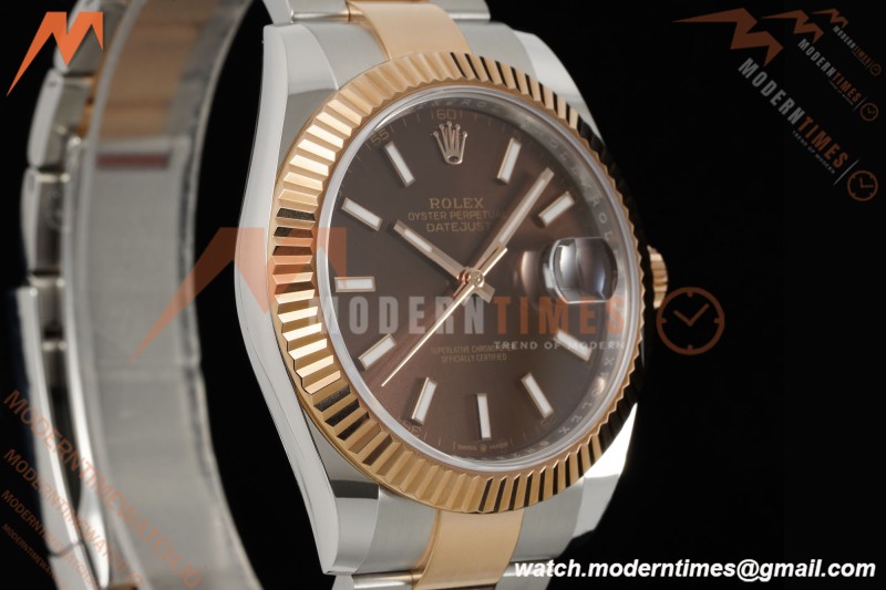 Rolex - Datejust 126331 41mm 904L Gain Weight Oys Flt RG/SS Brn/Stk ARF SH3235