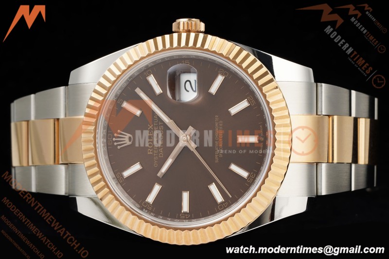 Rolex - Datejust 126331 41mm 904L Gain Weight Oys Flt RG/SS Brn/Stk ARF SH3235