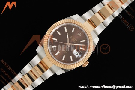 Rolex - Datejust 126331 41mm 904L Gain Weight Oys Flt RG/SS Brn/Stk ARF SH3235