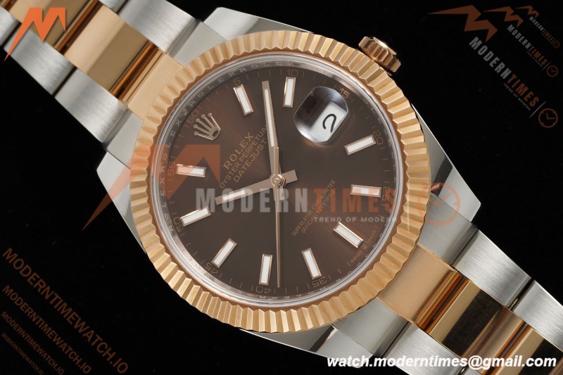 Rolex - Datejust 126331 41mm 904L Gain Weight Oys Flt RG/SS Brn/Stk ARF SH3235