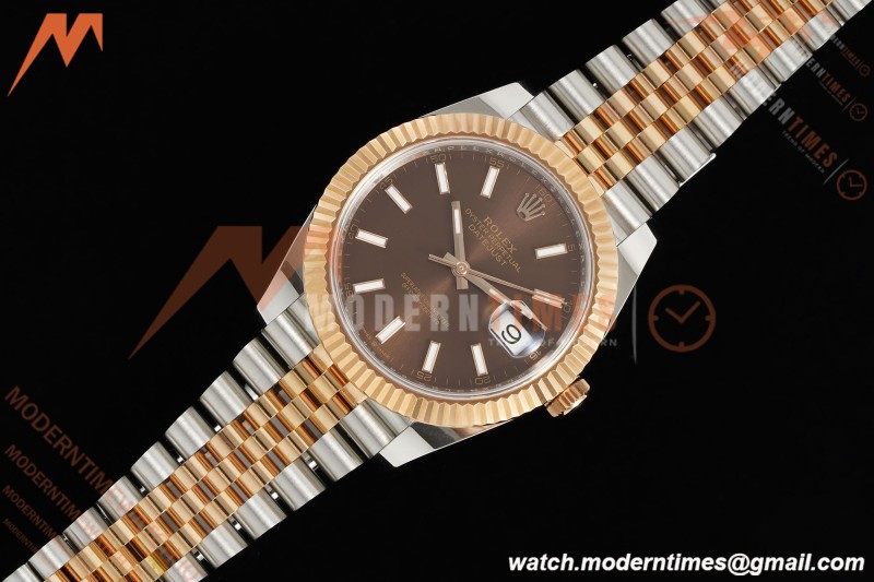Rolex - Datejust 126331 41mm 904L Gain Weight Jub Flt RG/SS Brn/Stk ARF SH3235