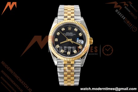 Rolex - Datejust 126233 36mm Jub Flt 904L YG/SS Blk/Dia VSF VS3235 | 롤렉스 - 데이트저스트 126233 36mm 주브 플랫 904L YG/SS 블랙/다이아 VSF VS3235