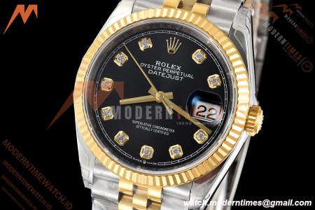 Rolex - Datejust 126233 36mm Jub Flt 904L YG/SS Blk/Dia VSF VS3235 | 롤렉스 - 데이트저스트 126233 36mm 주브 플랫 904L YG/SS 블랙/다이아 VSF VS3235