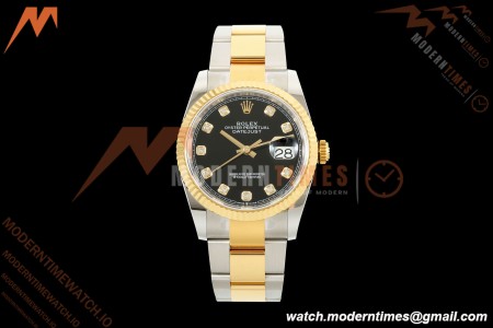 Rolex - Datejust 126233 36mm Oys Flt 904L YG/SS Blk/Dia ARF SH3235 | 롤렉스 - 데이트저스트 126233 36mm 오이즈 플라이백 904L YG/SS 블랙/다이아 ARF SH3235