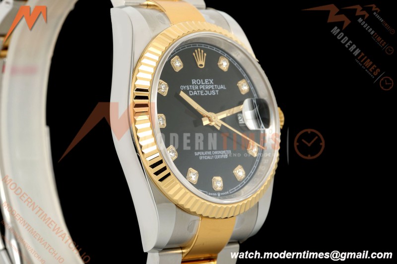 Rolex - Datejust 126233 36mm Oys Flt 904L YG/SS Blk/Dia ARF SH3235