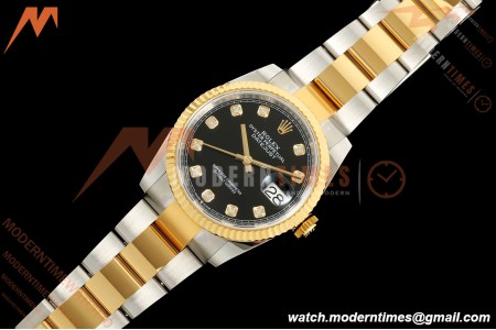 Rolex - Datejust 126233 36mm Oys Flt 904L YG/SS Blk/Dia ARF SH3235 | 롤렉스 - 데이트저스트 126233 36mm 오이즈 플라이백 904L YG/SS 블랙/다이아 ARF SH3235