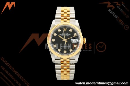 Rolex - Datejust 126233 36mm Jub Flt 904L YG/SS Blk/Dia ARF SH3235 | 롤렉스 - 데이트저스트 126233 36mm 주브 플랫 904L YG/SS 블랙/다이아 ARF SH3235