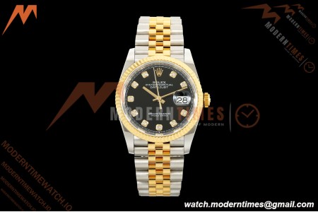 Rolex - Datejust 126233 36mm Jub Flt 904L YG/SS Blk/Dia ARF SH3235 | 롤렉스 - 데이트저스트 126233 36mm 주브 플랫 904L YG/SS 블랙/다이아 ARF SH3235