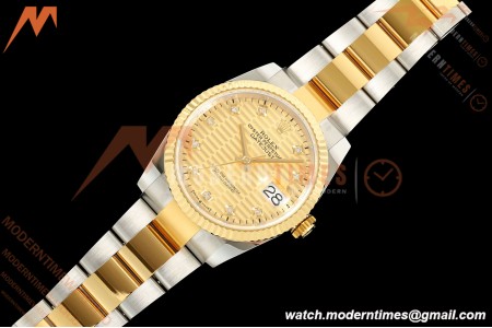 Rolex - Datejust 126233 36mm Oys Flt 904L YG/SS G-Wave/Dia ARF SH3235 | 롤렉스 - 데이트저스트 126233 36mm 오이즈 플라이백 904L YG/SS G-웨이브/다이아 ARF SH3235