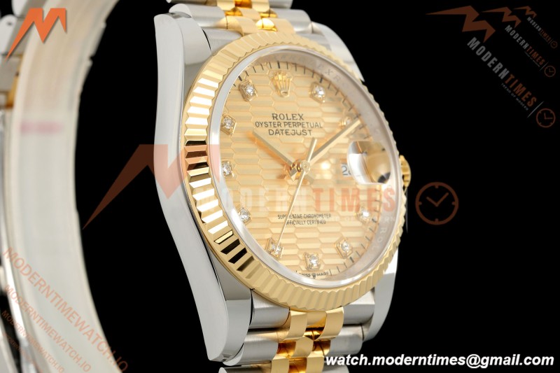 Rolex - Datejust 126233 36mm Jub Flt 904L YG/SS G-Wave/Dia ARF SH3235